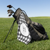 黒パーソナライズされたモノグラムの白の格子縞 ゴルフタオル (グリーン)