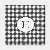 黒パーソナライズされたモノグラムの白の格子縞 マグネット (正面)