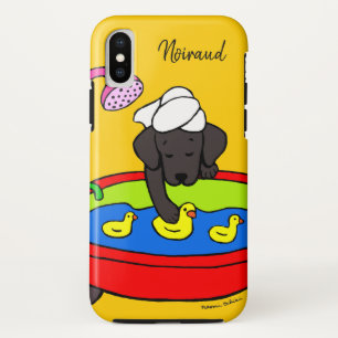 黒パーソナライズされたラブラドールゴムダックケースダーク iPhone X ケース