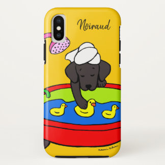 黒パーソナライズされたラブラドールゴムダックケースダーク iPhone X ケース