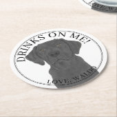 黒パーソナライズされたラブラドール結婚ズ ラウンドペーパーコースター (アングル)