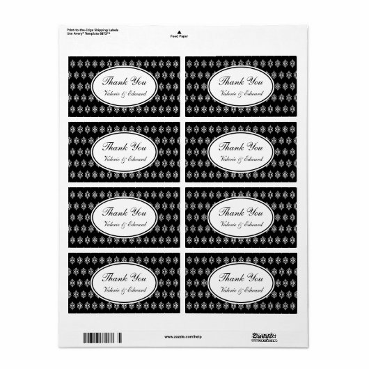 黒パーソナライズされたレースありがとうラベル ラベル (フルシート)