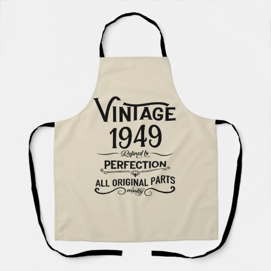 黒パーソナライズされたヴィンテージ75th birthday party エプロン (正面)