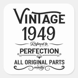 黒パーソナライズされたヴィンテージ75th birthday party スクエアシール