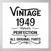 黒パーソナライズされたヴィンテージ75th birthday party ポスター (正面)