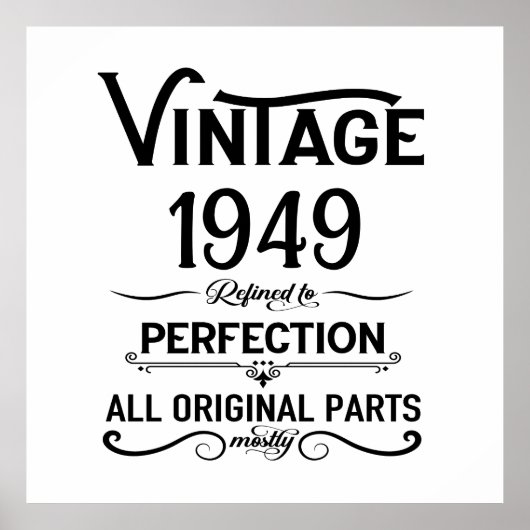 黒パーソナライズされたヴィンテージ75th birthday party ポスター (正面)