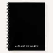 黒パーソナライズされた一文字スパイラル ノートブック (正面)