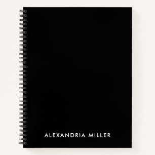 黒パーソナライズされた一文字スパイラル ノートブック