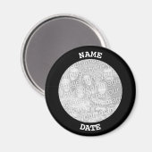 黒パーソナライズされた丸縁ど写真 マグネット (正面/裏面)