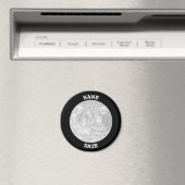 黒パーソナライズされた丸縁ど写真 マグネット (インサイチュ (食洗機))