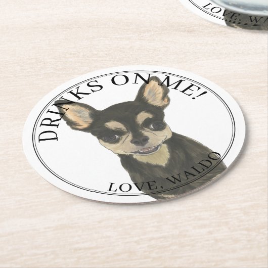 黒パーソナライズされた丹千華華結婚ズ ラウンドペーパーコースター (アングル)