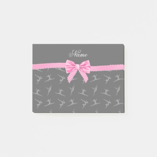 黒パーソナライズされた体操ピンクボウ ポストイット (正面)