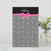 黒パーソナライズされた体操ピンクボウ 便箋 (スタンド正面)