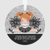 黒パーソナライズされた写真チアリーティングオーナメント オーナメント (裏面)