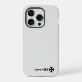 黒パーソナライズされた十字模様アート、ライトグレー iPhone 15 PROケース