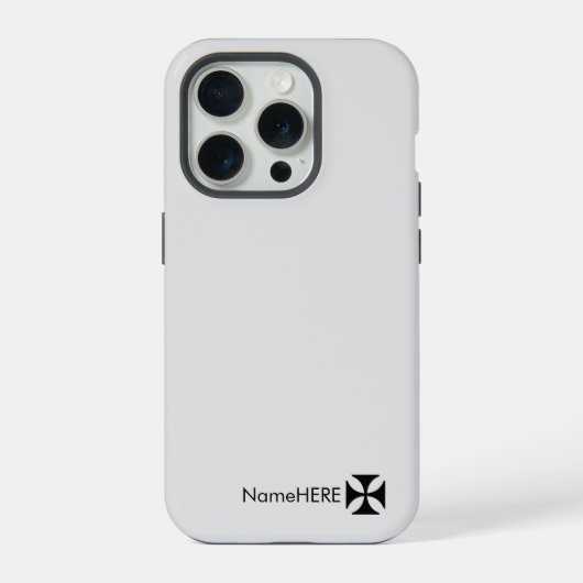 黒パーソナライズされた十字模様アート、ライトグレー iPhoneケース (裏面)