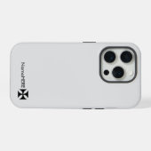 黒パーソナライズされた十字模様アート、ライトグレー iPhoneケース (裏面横)