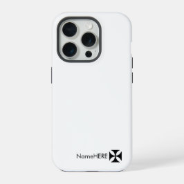 黒パーソナライズされた十字模様アート、白黒 iPhone 15 PROケース