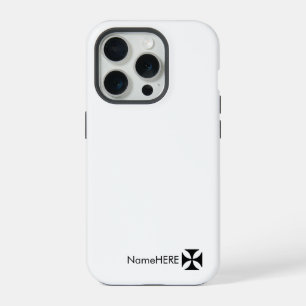 黒パーソナライズされた十字模様アート、白黒 iPhone 15 PROケース
