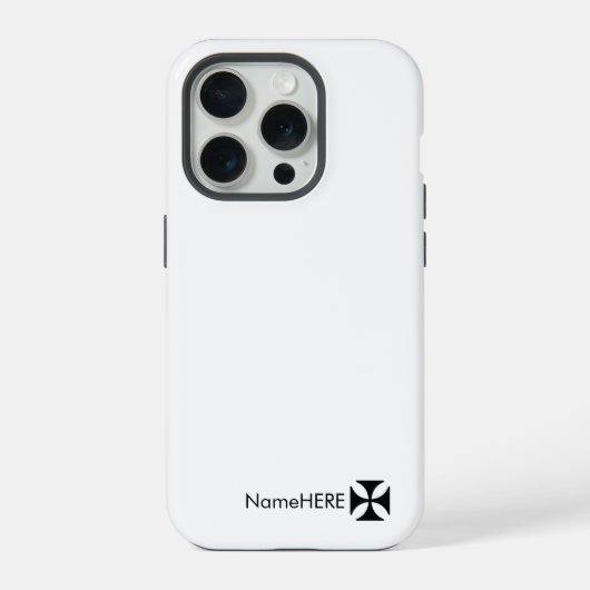 黒パーソナライズされた十字模様アート、白黒 iPhoneケース (裏面)