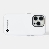 黒パーソナライズされた十字模様アート、白黒 iPhoneケース (裏面横)