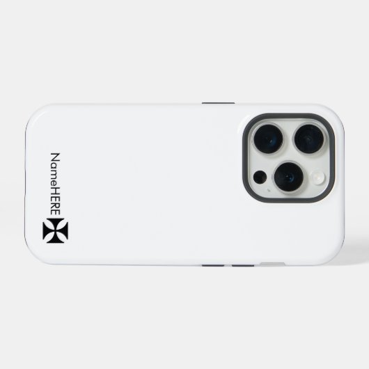 黒パーソナライズされた十字模様アート、白黒 iPhoneケース (裏面横)
