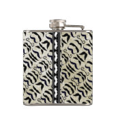 黒パーソナライズされた口ひげ模様 フラスク (裏面)