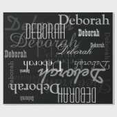 黒パーソナライズされた名パターモダンン ラッピングペーパー (フラット)