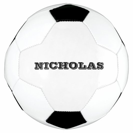 黒パーソナライズされた名前をカスタムするスポーツチームモダン サッカーボール (正面)