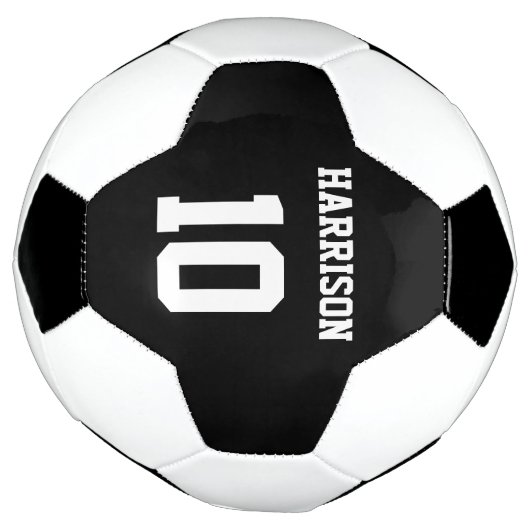 黒パーソナライズされた名前をカスタムするスポーツチーム番号 サッカーボール (回転)