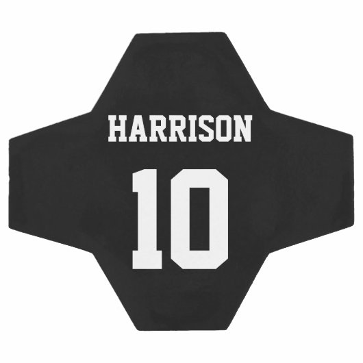 黒パーソナライズされた名前をカスタムするスポーツチーム番号 サッカーボール (フラット)