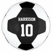 黒パーソナライズされた名前をカスタムするスポーツチーム番号 サッカーボール (正面)