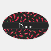 黒パーソナライズされた唐辛子 楕円形シール (正面)