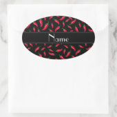 黒パーソナライズされた唐辛子 楕円形シール (バッグ)