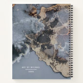 黒パーソナライズされた大理石アーティストスケッチブック ノートブック (裏面)