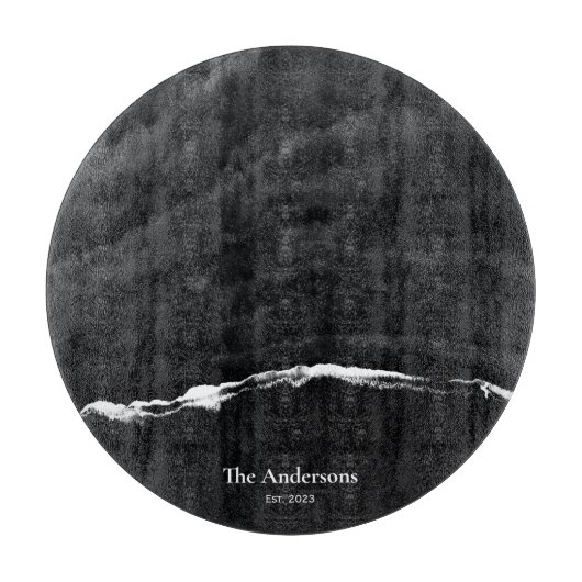 黒パーソナライズされた大理石シャルキュテリーボード カッティングボード (正面)