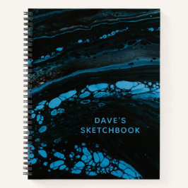 黒パーソナライズされた大理石スケッチブック ノートブック
