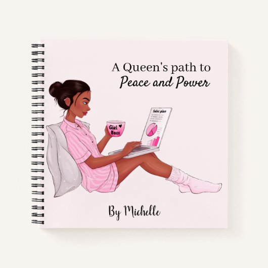 黒パーソナライズされた女の子ノートカスタムJournal ノートブック (正面)