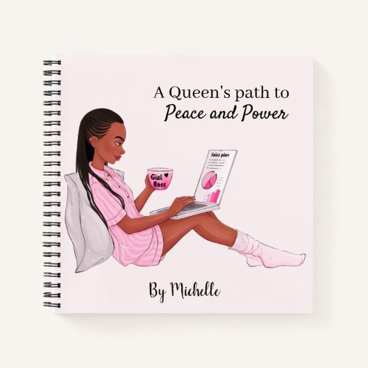 黒パーソナライズされた女の子ノートカスタムJournal ノートブック (正面)