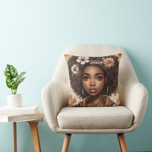 黒パーソナライズされた女の子枕 クッション (椅子)