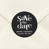 黒パーソナライズされた婚式の日付を保存 ラウンドシール