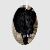 黒パーソナライズされた実験室の犬の写真と犬の名前 オーナメント (正面)