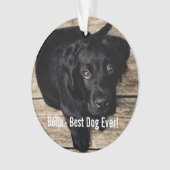 黒パーソナライズされた実験室の犬の写真と犬の名前 オーナメント (正面)