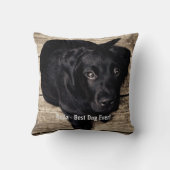黒パーソナライズされた実験室の犬の写真と犬の名前 クッション (裏面)