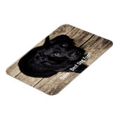 黒パーソナライズされた実験室の犬の写真と犬の名前 マグネット (左側)