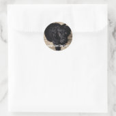 黒パーソナライズされた実験室の犬の写真と犬の名前 ラウンドシール (バッグ)