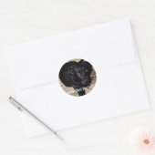 黒パーソナライズされた実験室の犬の写真と犬の名前 ラウンドシール (封筒)