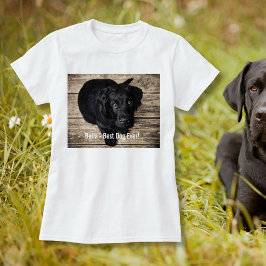 黒パーソナライズされた実験室の犬の写真と犬の名前 Tシャツ