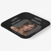 黒パーソナライズされた応援写真名スクリプト ペーパープレート (傾斜あり)