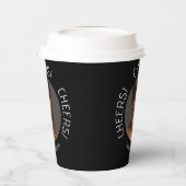 黒パーソナライズされた応援写真名スクリプト 紙コップ (左)